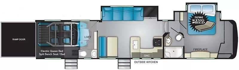 44' 2019 Heartland Cyclone 4007 w/3 Slides & Generator  - Toy Hauler - Bunk House Floorplan