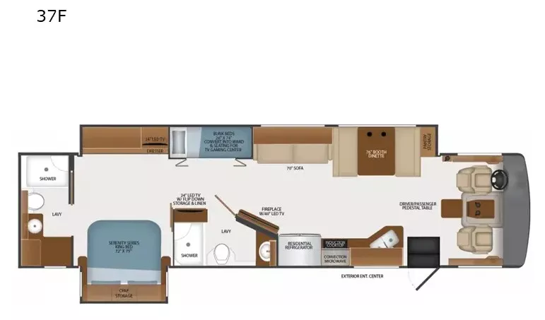 38' 2021 Fleetwood Southwind 37F w/2 Slides - Bunk House Floorplan