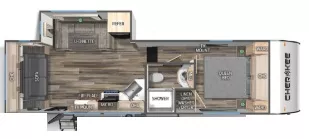 29' 2024 Forest River Cherokee Black Label 245TRBL w/Slide Floorplan