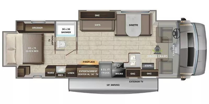 33' 2022 Entegra Coach Odyssey 30Z w/2 Slides Floorplan