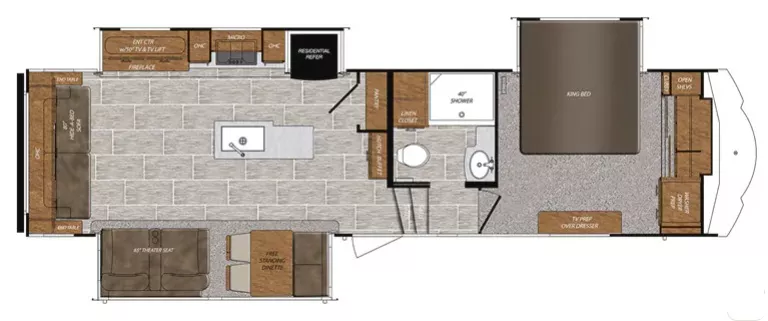 36' 2020 Forest River Wildcat 31WB w/3 Slides Floorplan