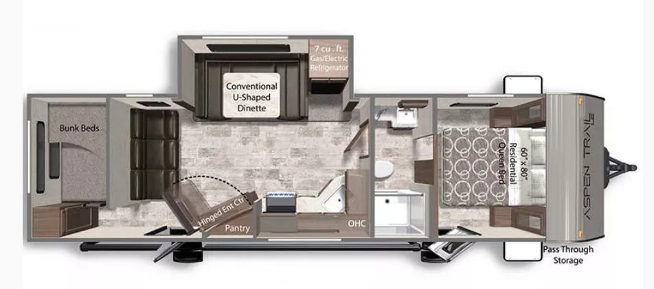 33' 2022 Dutchmen Aspen Trail Le Series 29BB w/Slide - Bunk House Floorplan