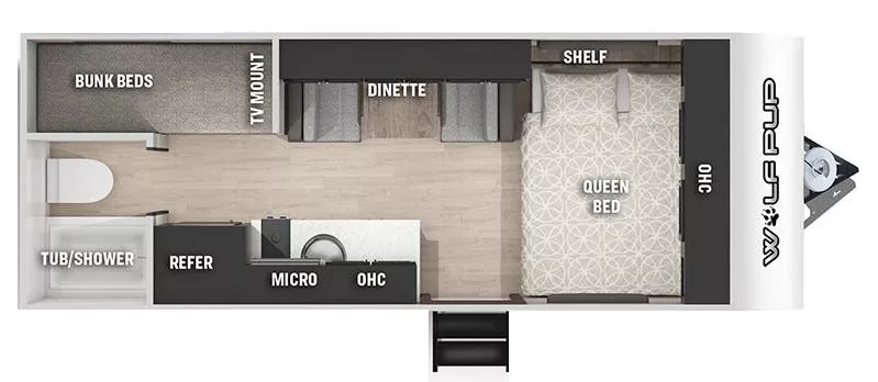 21' 2022 Forest River Wolf Pup Black Label 16BHSBL - Bunk House Floorplan