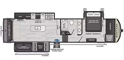 38' 2022 Keystone Montana High Country 331RL w/3 Slides Floorplan