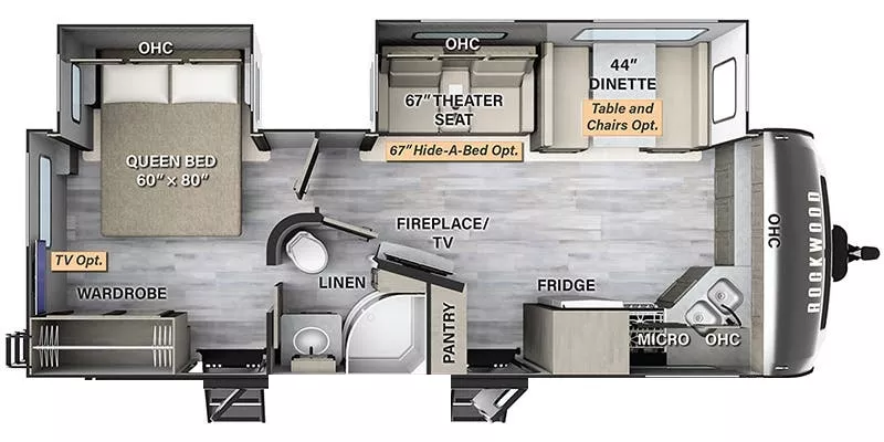 30' 2023 Forest River Rockwood Signature Ulta Lte 2608BS w/2 Slides Floorplan