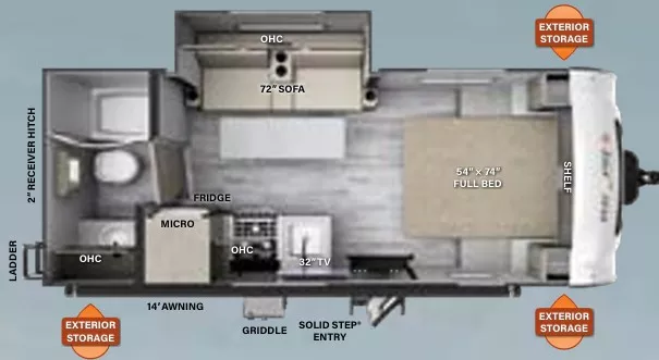 18' 2025 Forest River Geo Pro G20FBS Floorplan
