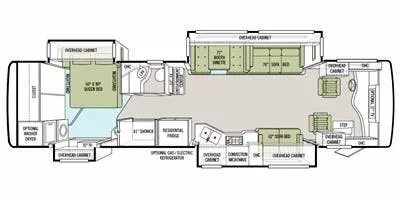 37' 2012 Tiffin Phaeton 36QSH 380hp Cummins w/4 Slides Floorplan