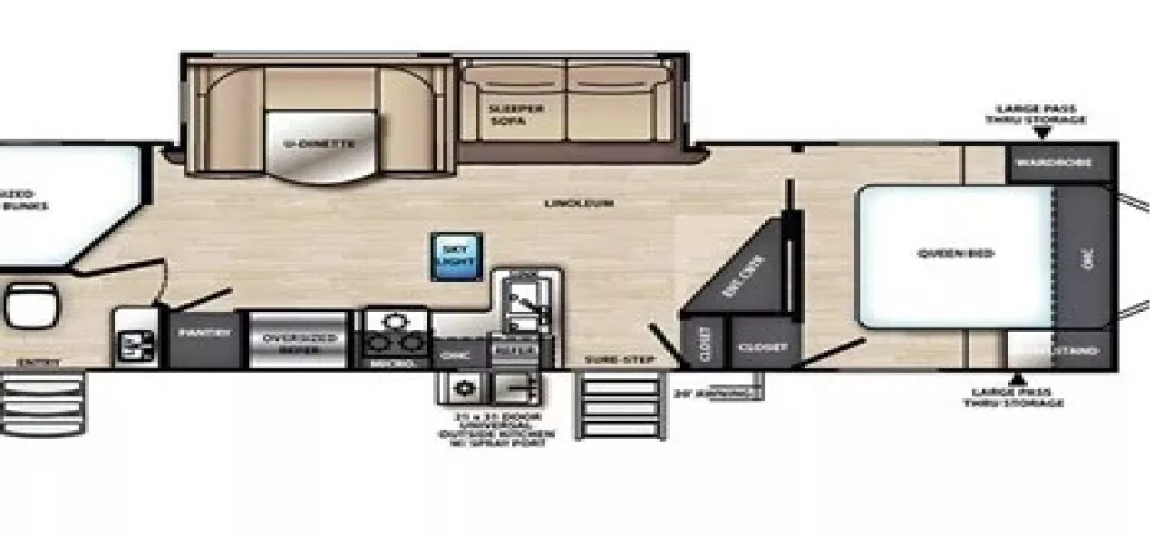 33' 2022 Forest River Vibe 26BH w/Slide Floorplan