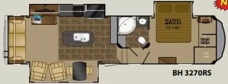 36' 2015 Heartland Bighorn 3270RS w/3 Slides Floorplan