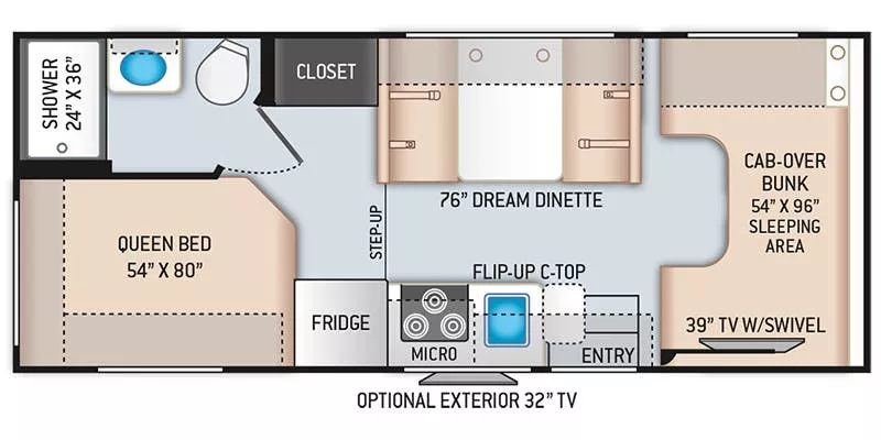 24' 2022 Thor Chateau 22E Floorplan