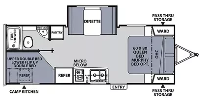 24' 2021 Coachmen Apex 208BHS w/Slide - Bunk House Floorplan