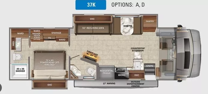 40' 2022 Jayco Seneca 37K w/2 Slides Floorplan