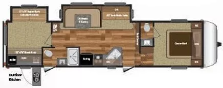 38' 2017 Keystone Hideout 308BHDS w/2 Slides - Bunk House Floorplan