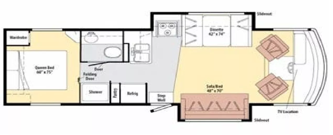 30' 2010 Winnebago Vista 30W w/2 Slides Floorplan