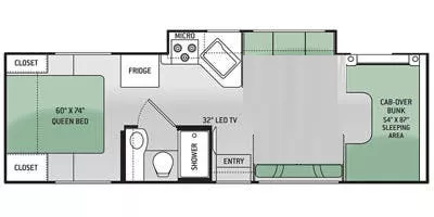 29' 2016 Thor Freedom Elite 28H w/Slide Floorplan