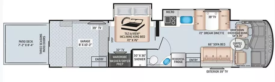 39' 2022 Thor Outlaw 38KB w/2 Slides - Toy Hauler Floorplan