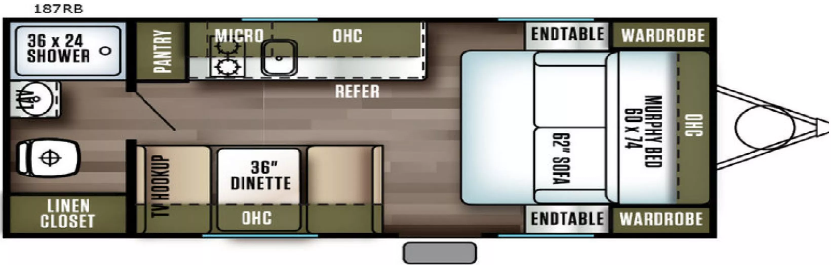 22' 2018 Forest River Wildwood 187RB Floorplan