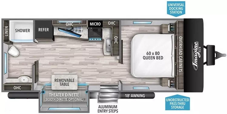 25' 2022 Grand Design Imagine Xls 22RBE w/Slide Floorplan
