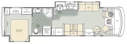 36' 2001 Holiday Rambler Endeavor 35PBD w/2 Slides Floorplan