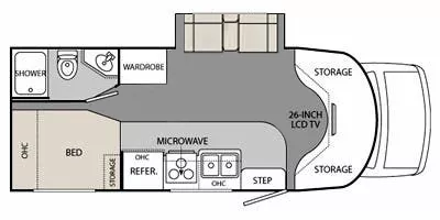 24' 2011 Holiday Rambler Augusta 25PCS w/Slide Floorplan