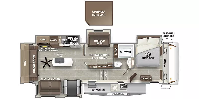 42' 2022 Forest River Sabre Cobalt 36BHQ w/4 Slides - Bunk House Floorplan