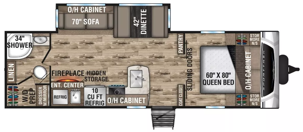 31' 2021 Venture RV Sporttrek 271VMB w/Slide Floorplan