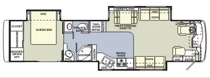 40' 2004 Holiday Rambler Scepter 40PDQ 350hp Cummins w/3 Slides Floorplan