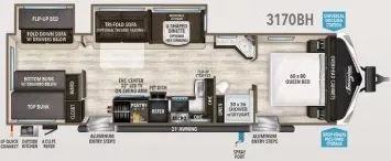 38' 2019 Grand Design Imagine 3170BH w/2 Slides - Bunk House Floorplan