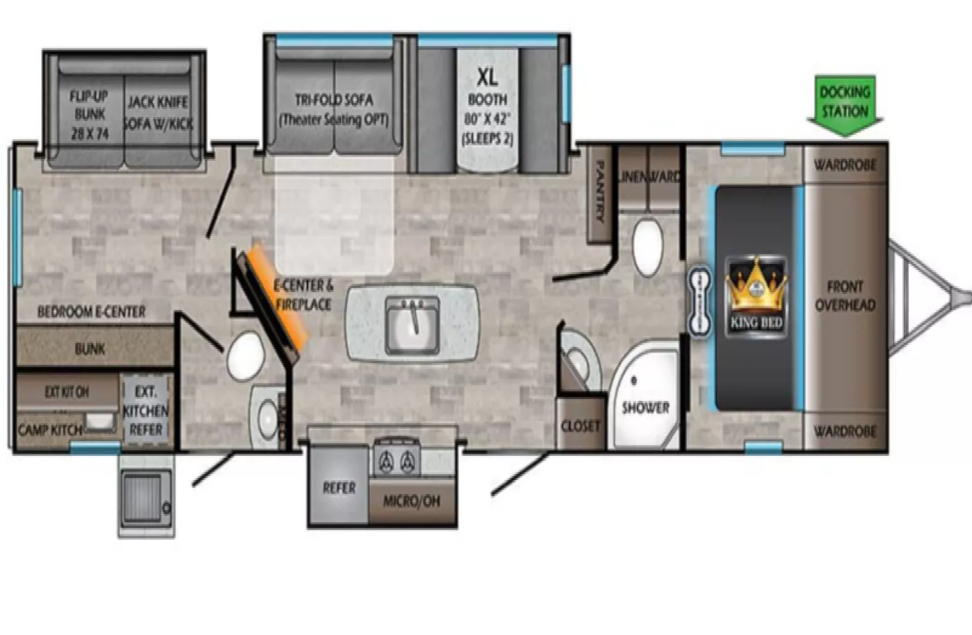 38' 2021 Crossroads Sunset Trail Super Lite M-331BH w/3 Slides - Bunk House Floorplan