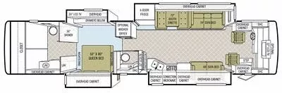 42' 2010 Tiffin Phaeton 42QBH 380hp Cummins w/4 Slides Floorplan