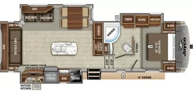 33' 2020 Jayco Eagle Ht 28.5RSTS w/3 Slides Floorplan