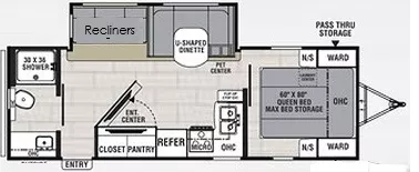 29' 2021 Coachmen Spirit 2557RB w/Slide Floorplan