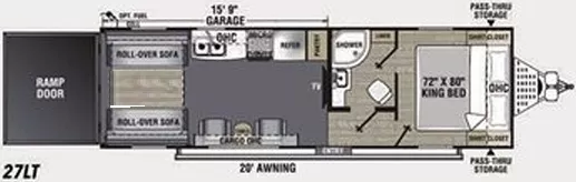 33' 2021 Coachmen Adrenaline 27LT - Toy Hauler Floorplan