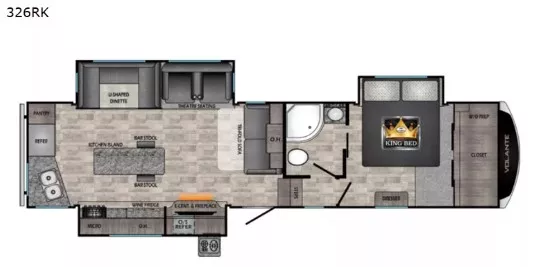 36' 2021 Crossroads Texan 326RK w/3 Slides Floorplan