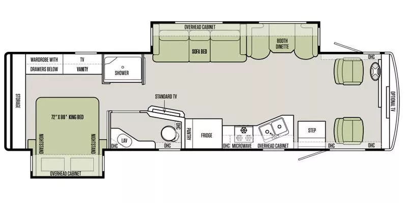 31' 2016 Tiffin Allegro Open Road 31SA w/2 Slides Floorplan