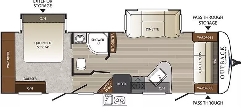 33' 2018 Keystone Outback Ultra Lite 272UFL w/2 Slides Floorplan