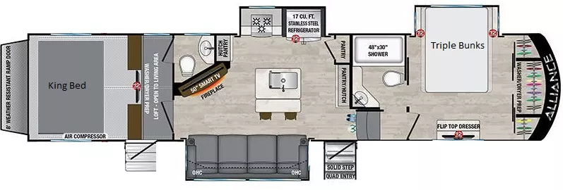 39' 2022 Alliance RV Valor 36V11 w/3 Slides - Toy Hauler - Bunk House Floorplan