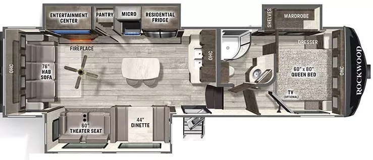 33' 2022 Forest River Rockwood Ultra Lite 2883WS w/3 Slides Floorplan