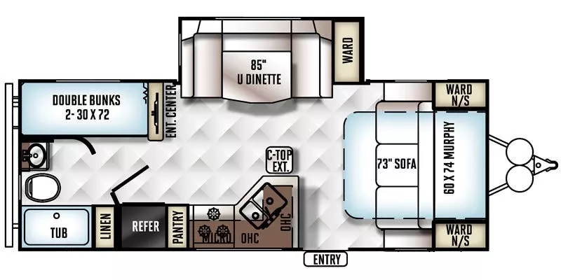 26' 2017 Forest River Flagstaff Micro Lite 25BHS w/Slide - Bunk House Floorplan