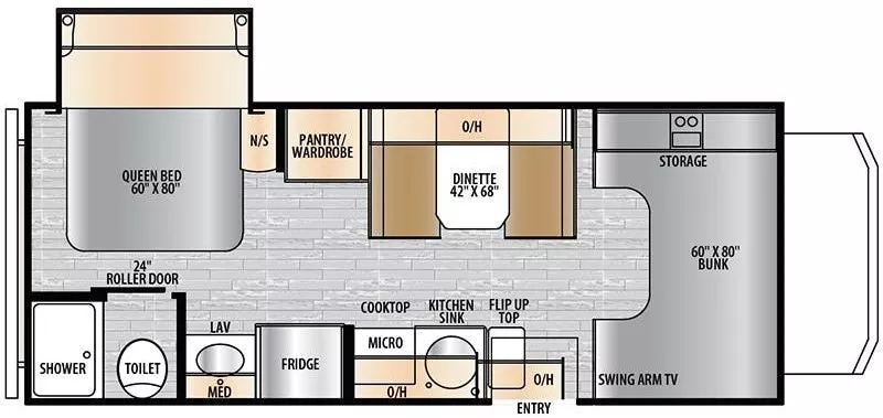 24' 2023 East To West Entrada 2200S w/Slide Floorplan