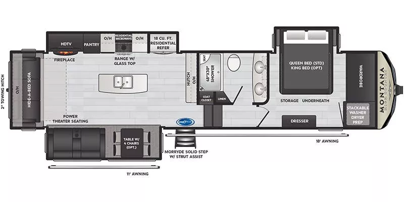 37' 2021 Keystone Montana High Country 331RL w/3 Slides Floorplan