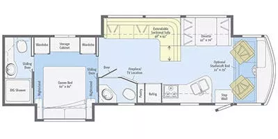 35' 2014 Winnebago Itasca Sunstar 35F w/2 Slides Floorplan