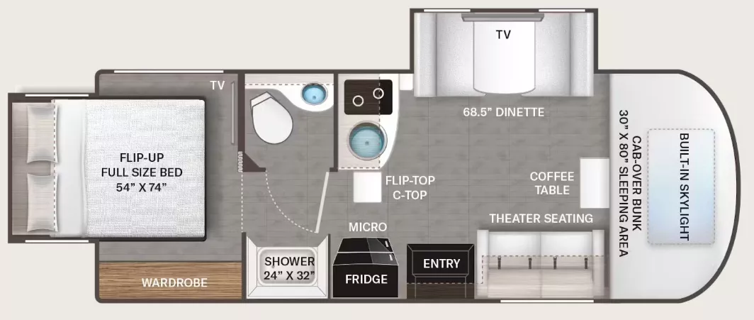 28' 2025 Thor Delano 24RW w/2 Slides Floorplan