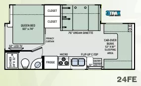 25' 2018 Thor Freedom Elite 24FE w/Slide Floorplan
