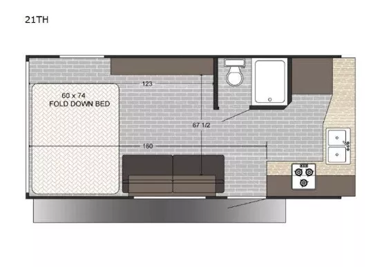 22' 2023 Sunset Park Sun Lite Series 21TH - Toy Hauler Floorplan