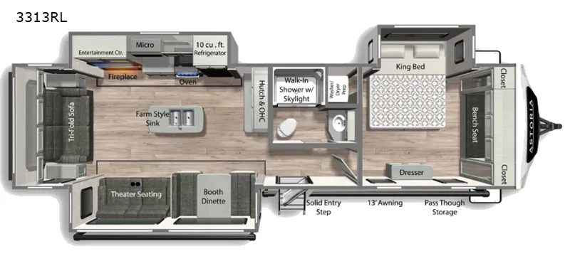37' 2025 Dutchmen Astoria 3313RL w/3 Slides Floorplan