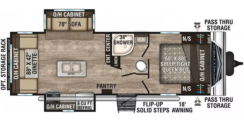 29' 2019 Venture RV Sporttrek 252VRD w/2 Slides Floorplan