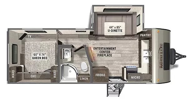 25' 2021 Forest River Rockwood Mini-Lite 2506S w/Slide Floorplan