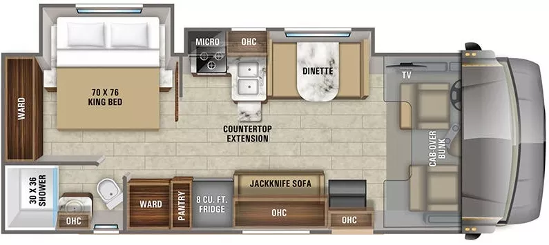 30' 2020 Jayco Greyhawk 27U w/2 Slides Floorplan