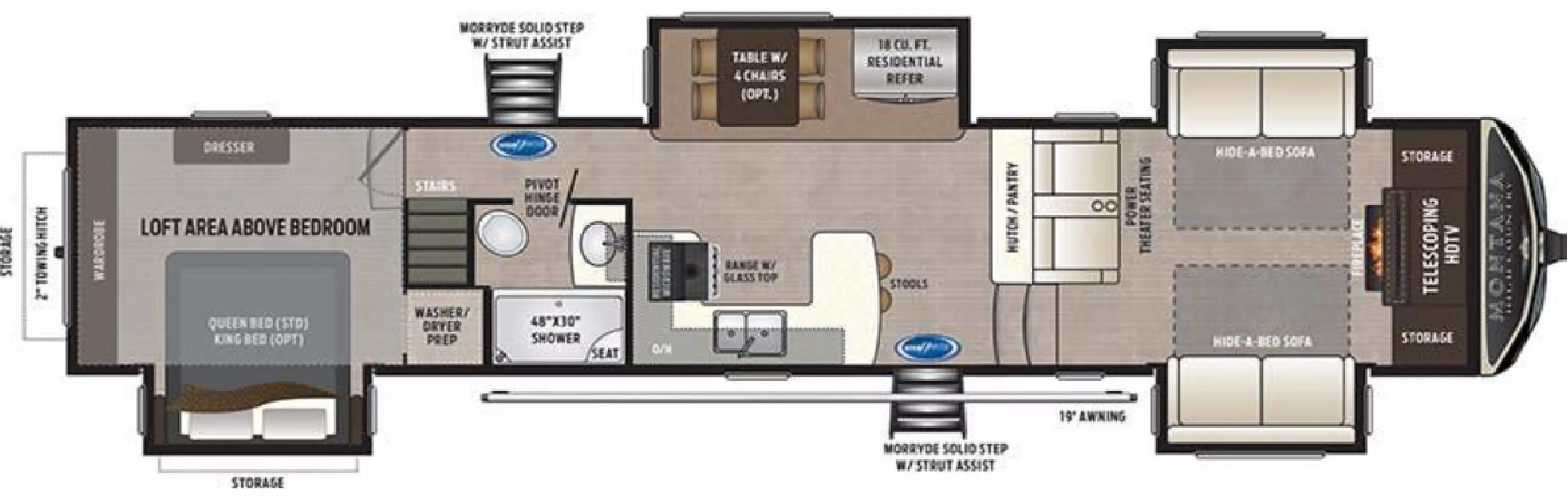 41' 2024 Keystone Montana 377FL w/4 Slides Floorplan